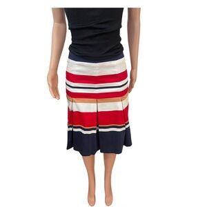 Linea Domani Cotton blend Pleated Striped Skirt, SZ 4, lined‎ preppy, nautical